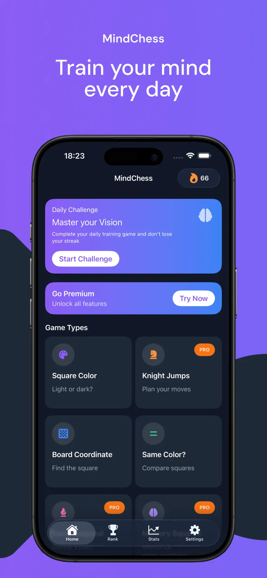 The Daily Challenge card on the MindChess home screen